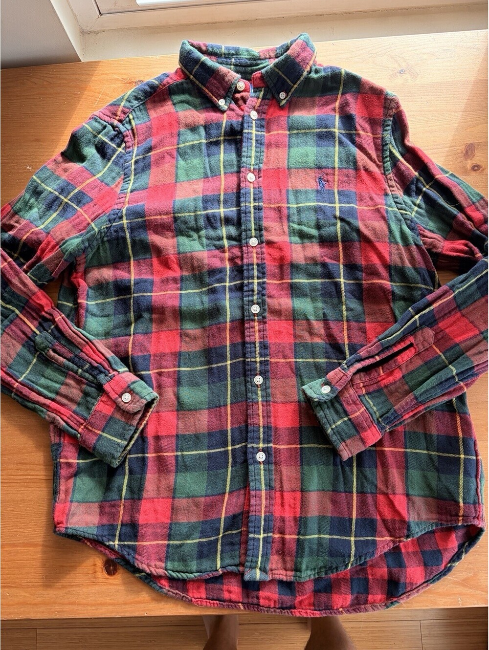 Polo Ralph Lauren Boys Flannel Shirt Red Plaid Boys XL 18-20 100% Cotton